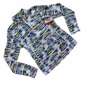 Fila Sport Top Women’s Tulip Black Half Zip Thumb Holes Kangaroo Pocket